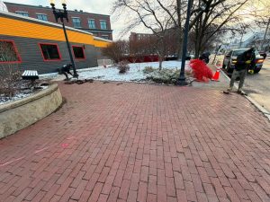 professional crew installing fence and preparing ground for secure pet fencing